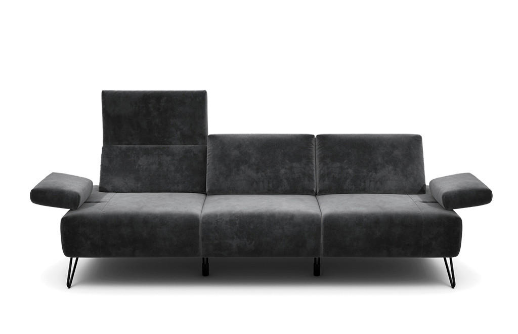 3-SITZER-SOFA Samt Anthrazit  - Anthrazit/Schwarz, Design, Textil/Metall (234-264/85/86-94cm) - SENSOO