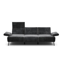 3-SITZER-SOFA Samt Anthrazit  - Anthrazit/Schwarz, Design, Textil/Metall (234-264/85/86-94cm) - SENSOO