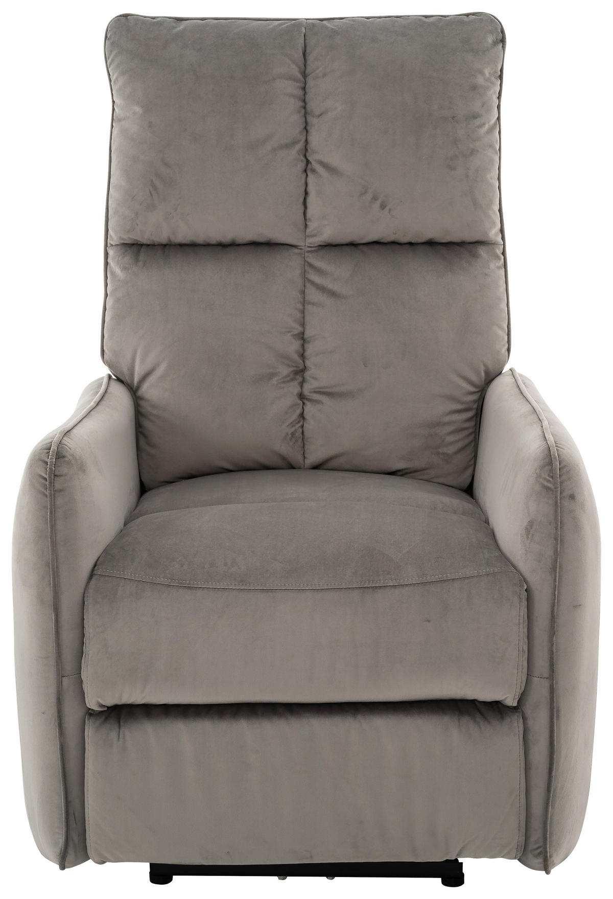 RELAXSESSEL Samt Relaxfunktion, Rücken echt    - Schwarz/Grau, Design, Textil/Metall (76/109/87cm) - Carryhome