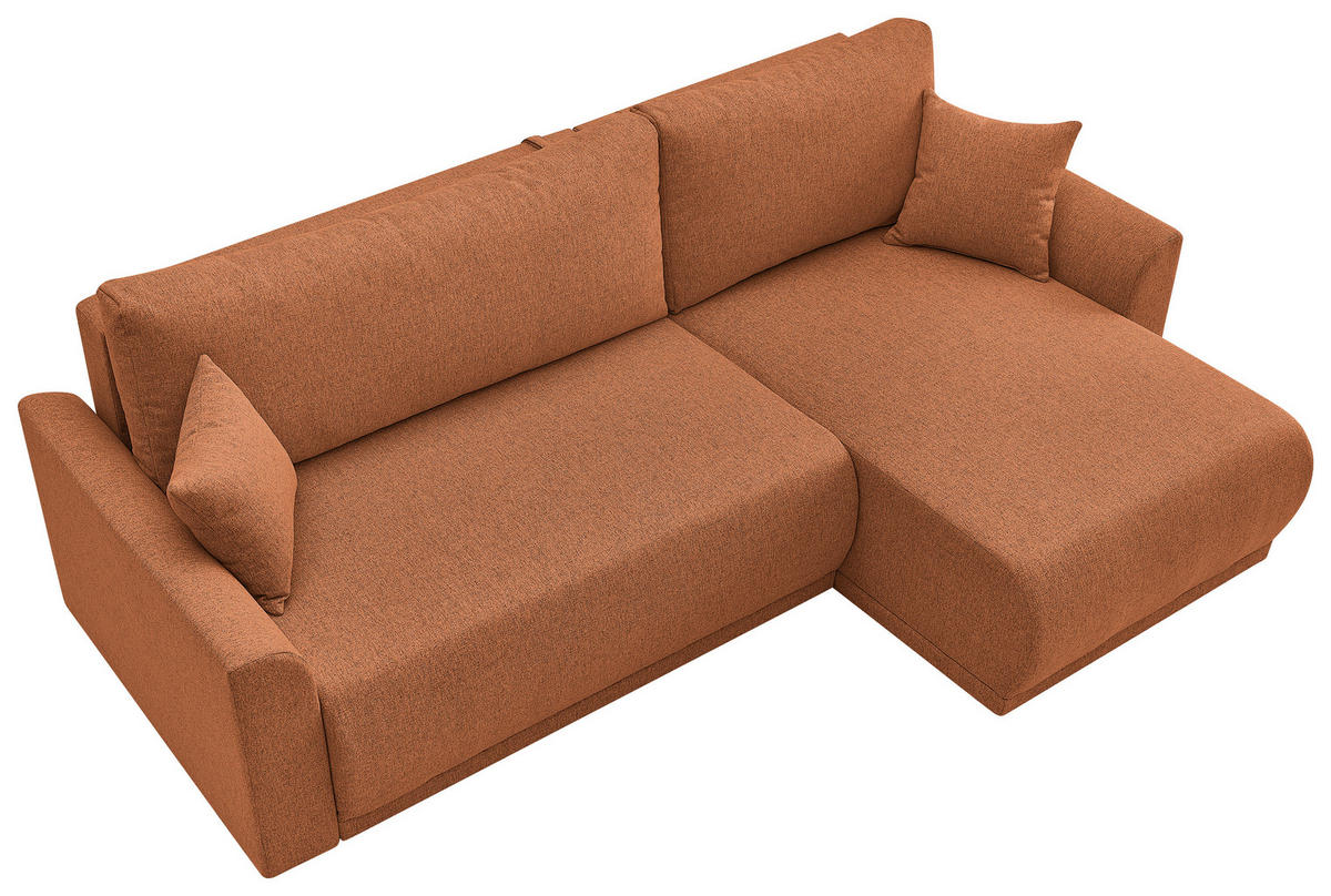 ECKSOFA KIMMY Rostfarben Flachgewebe Zierkissen, Rückenkissen, Bettkasten  - Rostfarben/Schwarz, Design, Kunststoff/Textil (233/146cm) - P & B