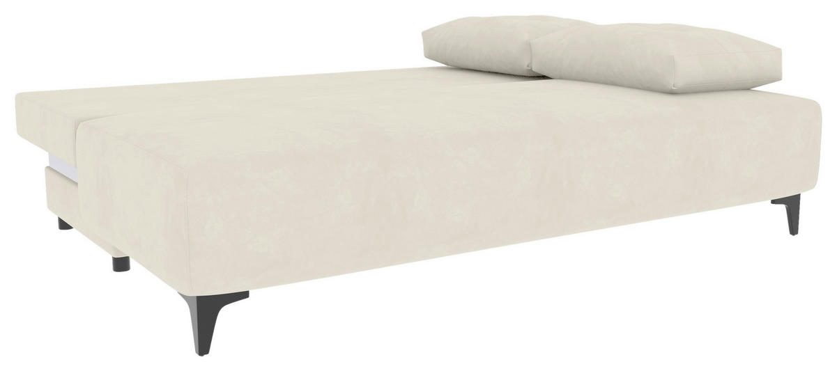 SCHLAFSOFA  mit Liegefunktion, Rücken echt Plüsch Creme  - Creme/Schwarz, KONVENTIONELL, Textil/Metall (200/98/90cm) - Carryhome