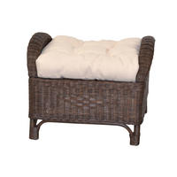 HOCKER Rattan Braun  - Creme/Braun, Natur, Holz/Textil (52/65/50cm) - MID.YOU