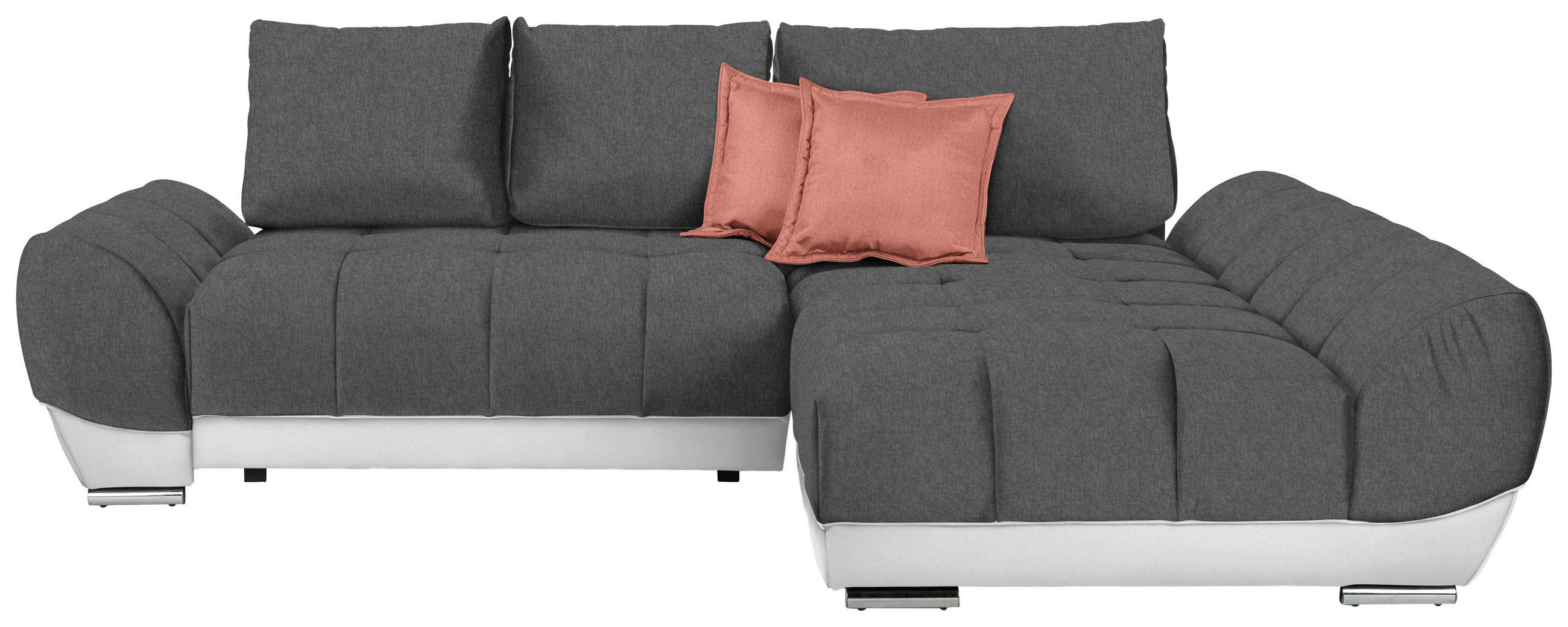 ECKSOFA Rosa, Weiß, Dunkelgrau 