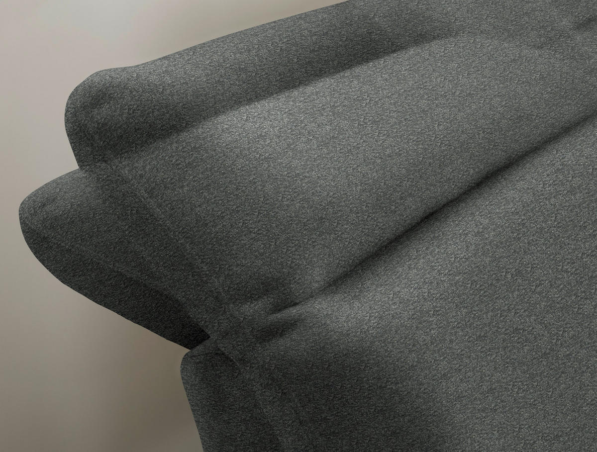 ECKSOFA in Chenille Anthrazit  - Anthrazit/Schwarz, Design, Textil/Metall (288/179-202cm) - Stylife