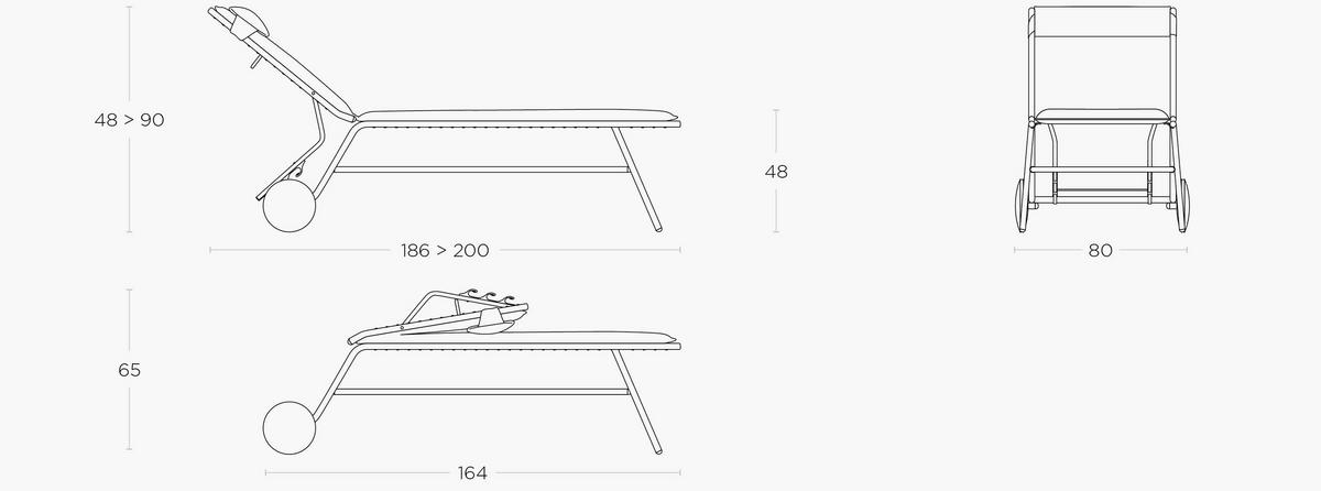 GARTENLIEGE 80/48/200 cm  - Dunkelgrau, Basics, Textil/Metall (80/48/200cm) - Lafuma Mobilier