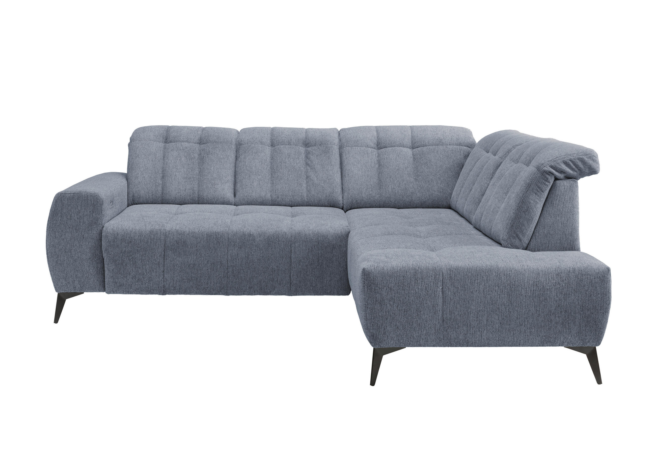 ECKSOFA Hellblau Chenille  - Schwarz/Hellblau, MODERN, Textil/Metall (261/200cm) - Livetastic
