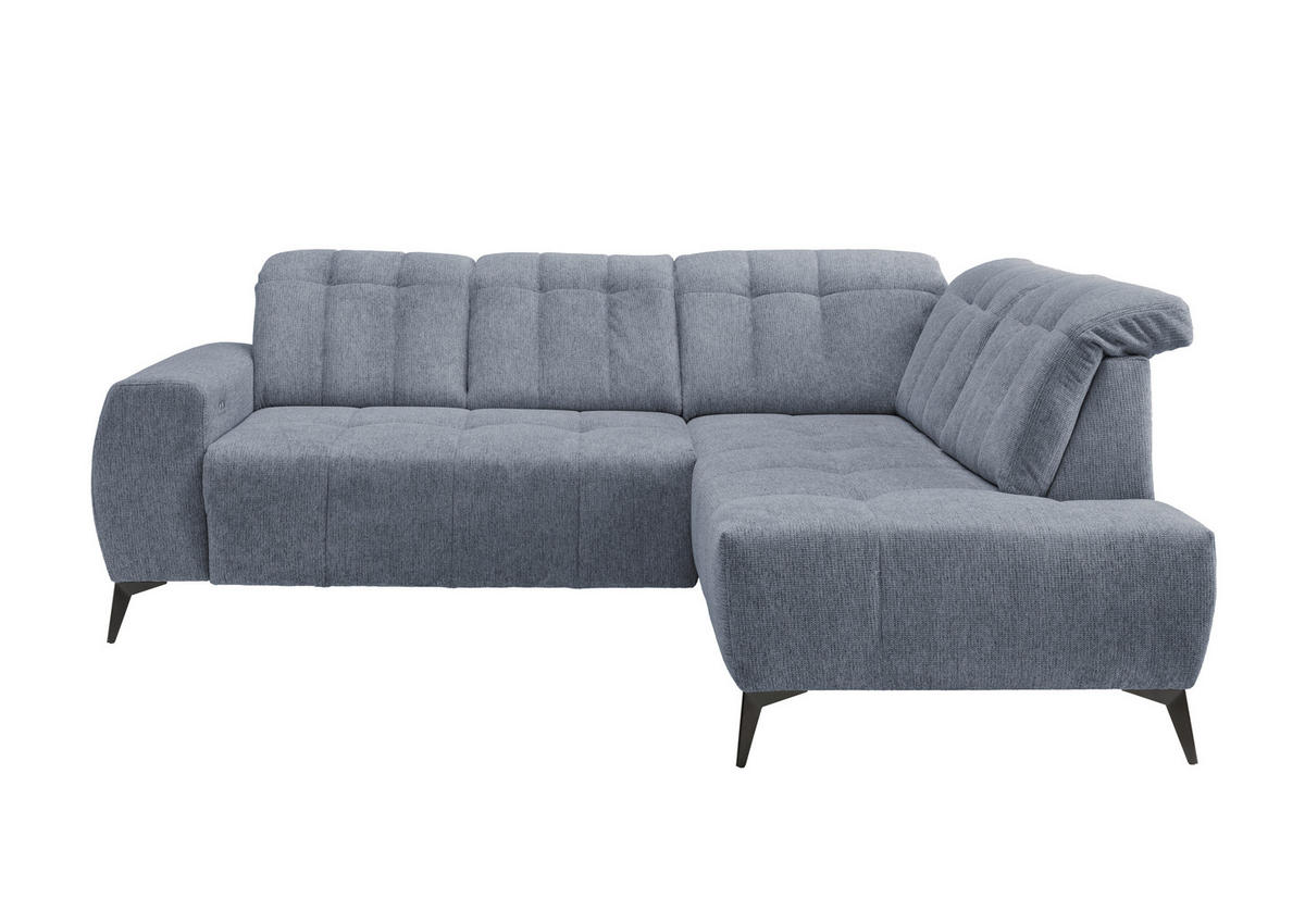 ECKSOFA Hellblau Chenille  - Schwarz/Hellblau, MODERN, Textil/Metall (261/200cm) - Livetastic