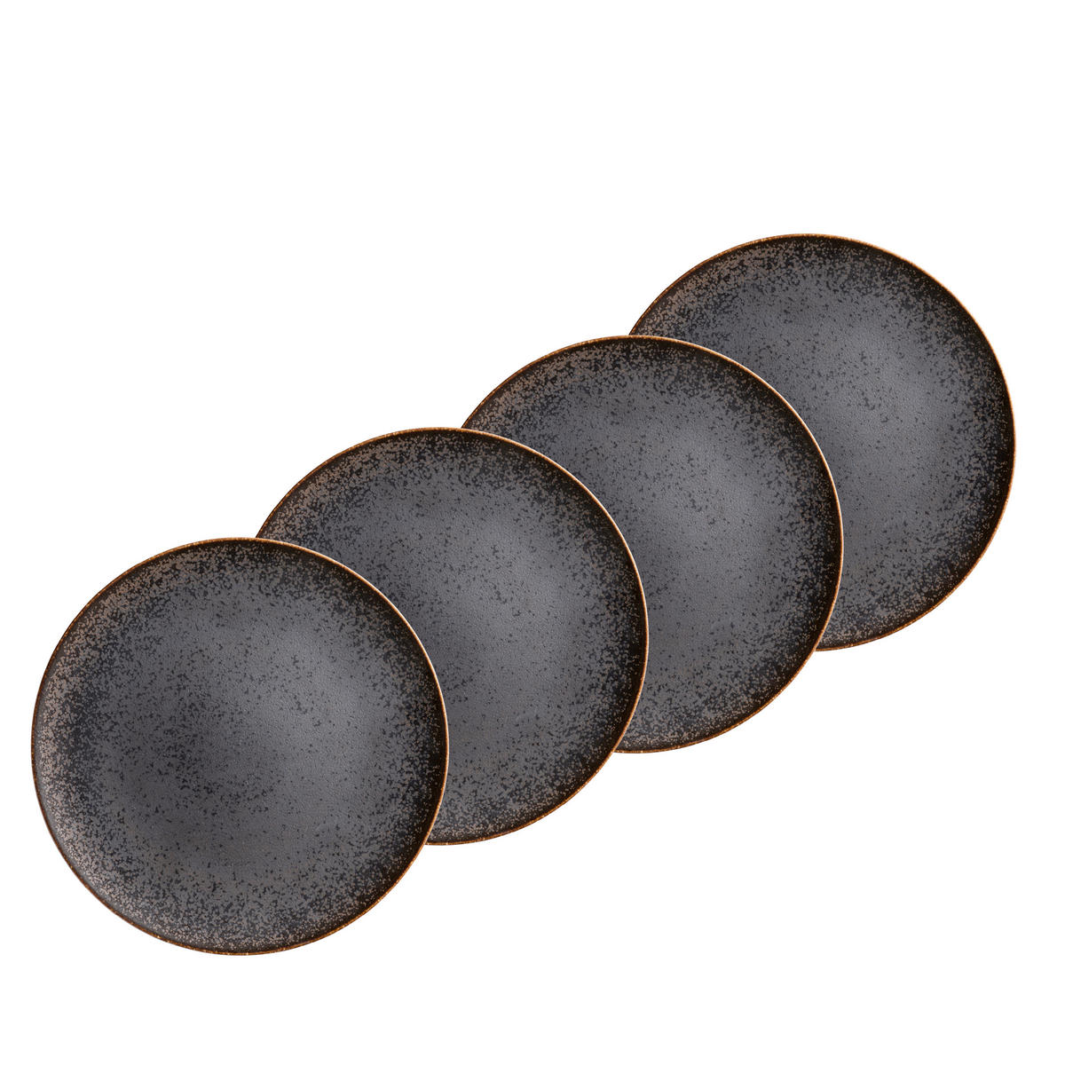 DESSERTTELLERSET Braun, Schwarz 4-teilig Powerful  - Schwarz/Braun, Basics, Keramik - Mäser