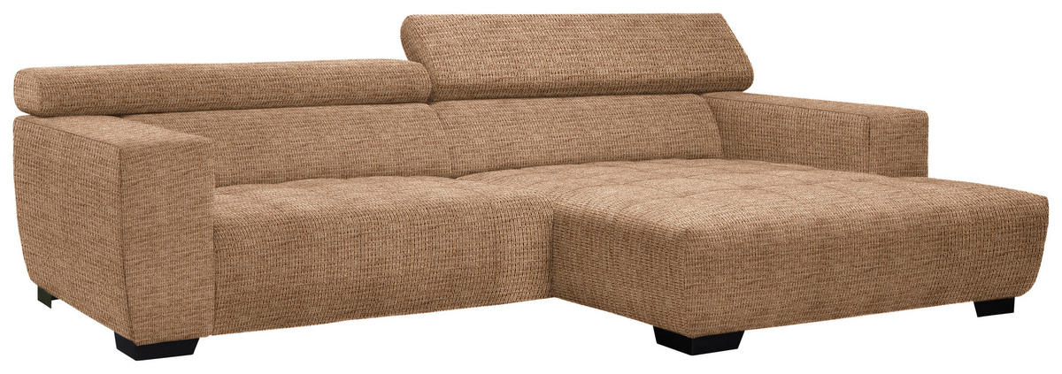 ECKSOFA in Webstoff Orange  - Schwarz/Orange, Konventionell, Textil/Metall (279/182cm) - Hom`in