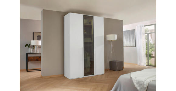 DREHTÜRENSCHRANK 151/235/60 cm 3-türig Grau, Weiß - Weiß/Grau, Trend, Glas/Holzwerkstoff (151/235/60cm) - Novel