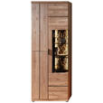 VITRINE  in furniert, massiv Wildeiche, Kork Schwarz, Wildeiche - Wildeiche/Schwarz, Natur, Glas/Holz (75/207/42cm) - Linea Natura