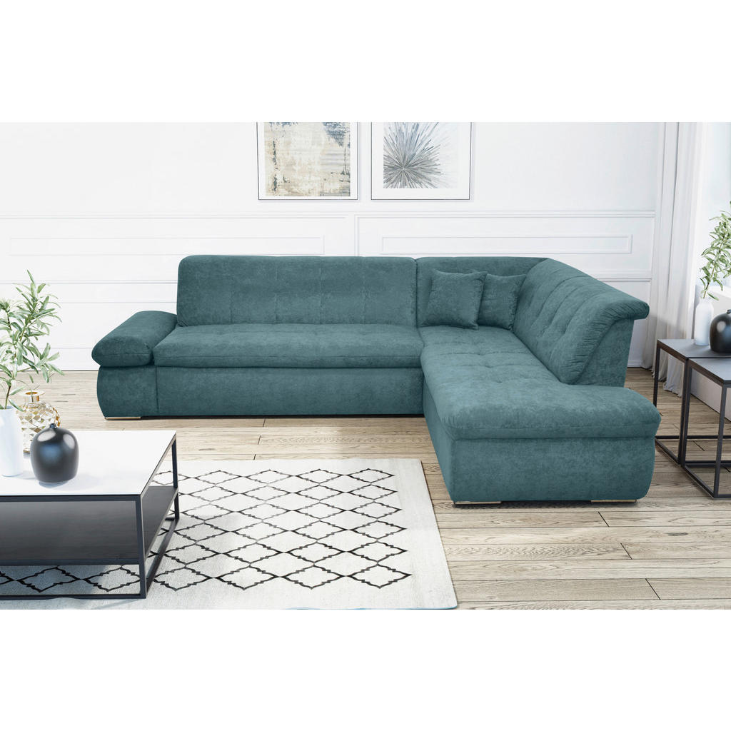 Thumbnail - Mid.you Ecksofa, Petrol, Textil, Uni, 3-Sitzer, L-Form, 273x216 cm, Made in Europe, FSC Mix, Rücken echt, Wohnzimmer, So...
