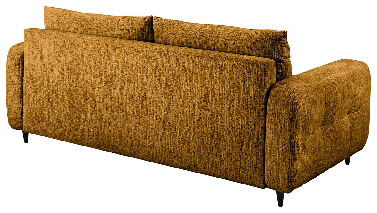 2,5-SITZER Flachgewebe Senfgelb  - Senfgelb/Schwarz, Design, Holz/Textil (209/88/101cm) - Lomoco