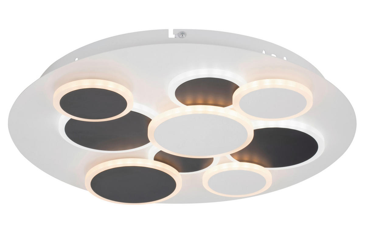 STROPNÍ LED SVÍTIDLO, 46,8/6 cm  - bílá/černá, Trend, kov/plast (46,8/6cm) - Novel
