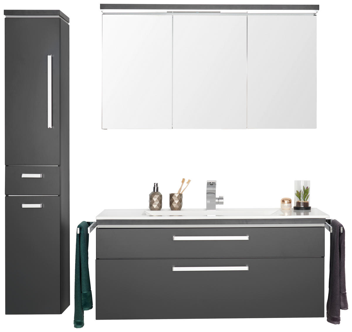 BADEZIMMER  in 122 cm  - Weiß/Grau, Design, Glas/Holzwerkstoff (122cm) - Novel