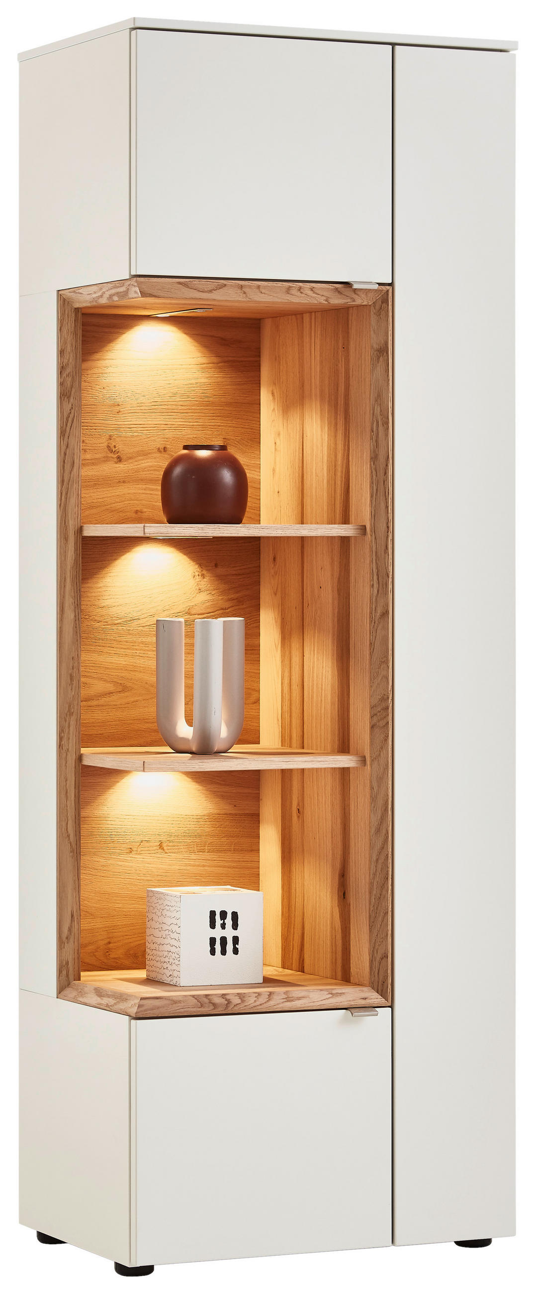 VITRINE in furniert Eiche Weiß, Eichefarben  - Edelstahlfarben/Eichefarben, Design, Holz/Holzwerkstoff (60/173/43cm) - Venjakob