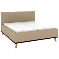 POLSTERBETT 180/200 cm,  in Beige, Matratze, Lattenrost, Bettkasten, H2 + H3 = mittel + fest  - Eichefarben/Beige, Design, Holz/Textil (180/200cm) - Musterring