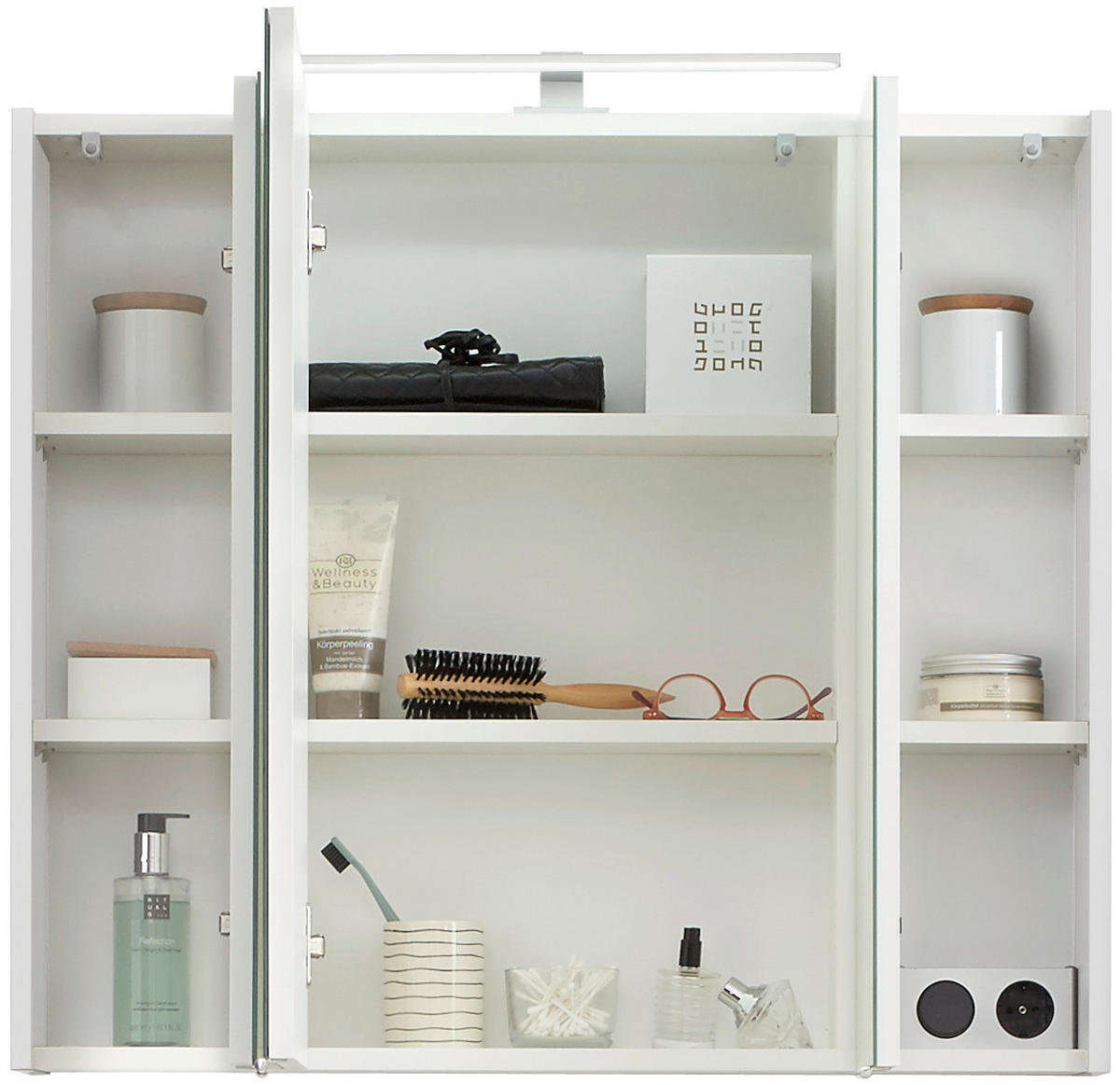 SPIEGELSCHRANK 80/70/16 cm  - Chromfarben/Weiß, KONVENTIONELL, Glas/Holzwerkstoff (80/70/16cm) - Pelipal