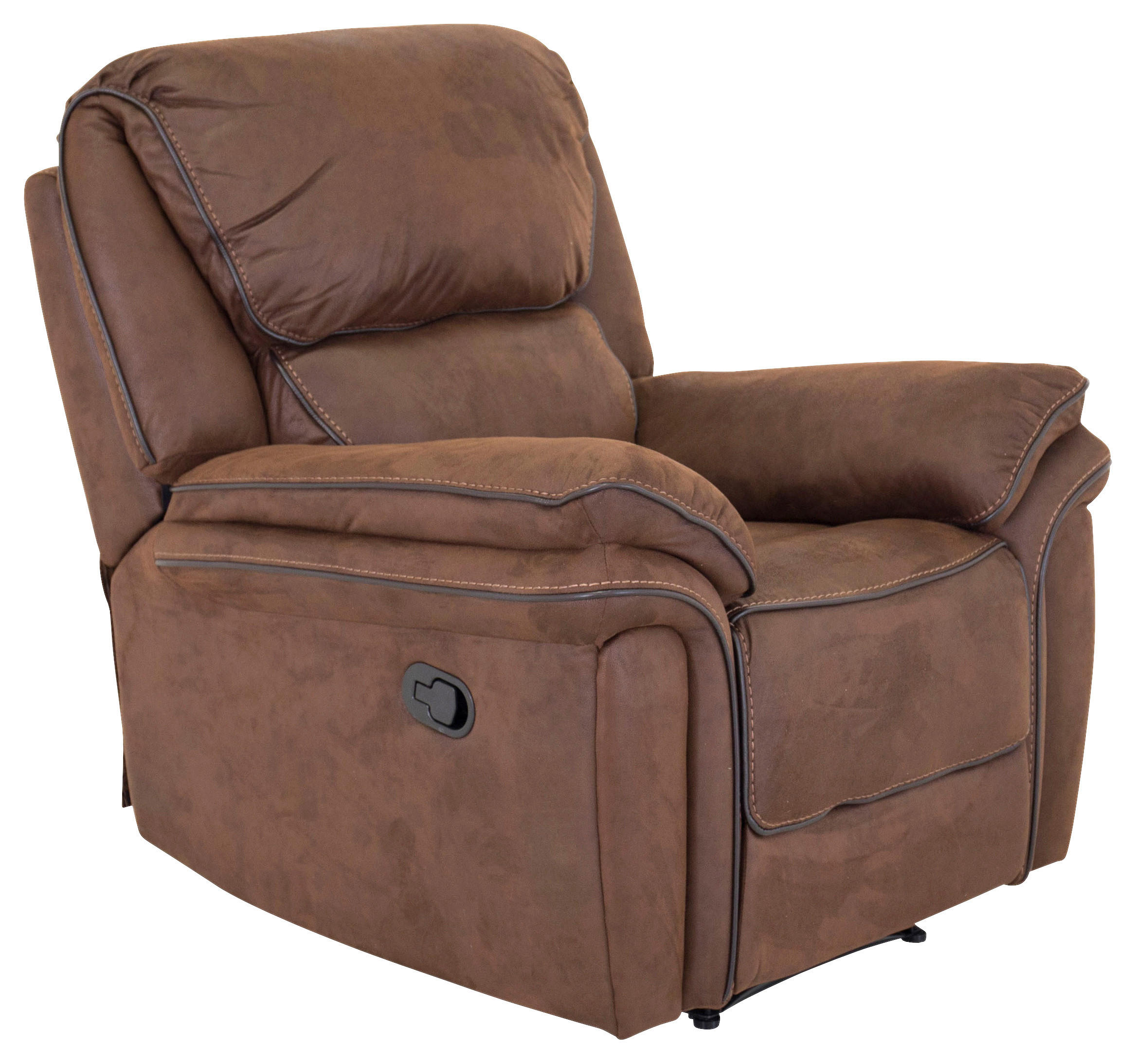 RECLINERFÅTÖLJ i läderimitation (vegan) brun  - brun, Design, metall/textil (98.5/96/99cm) - Livetastic