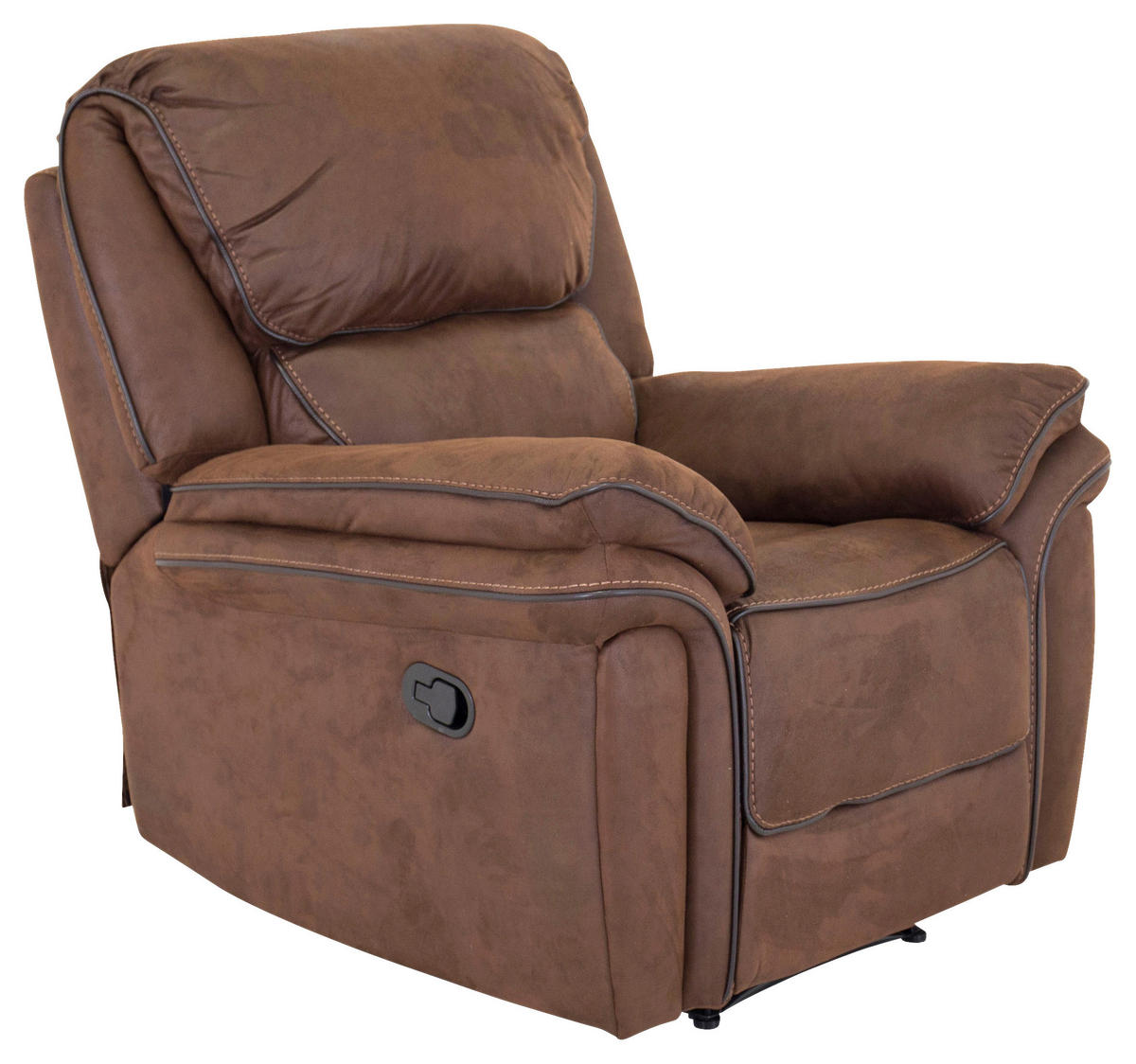 RECLINERFÅTÖLJ i läderimitation (vegan) brun  - brun, Design, metall/textil (98.5/96/99cm) - Livetastic