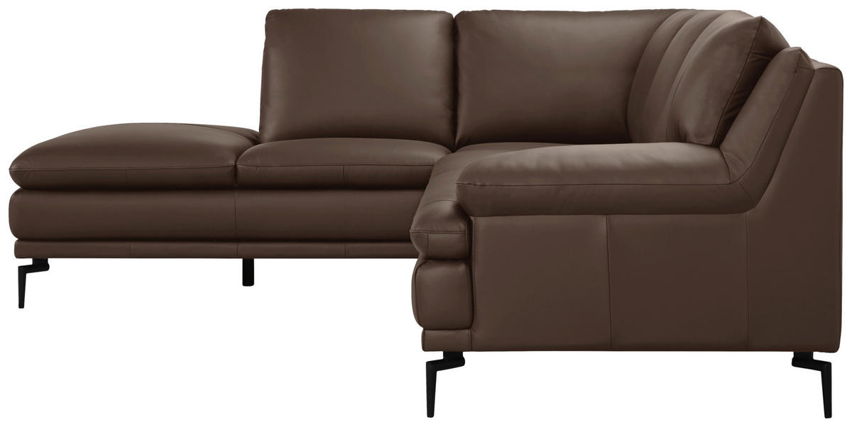 ECKSOFA Braun Echtleder  - Schwarz/Braun, Design, Leder (221/248cm) - MID.YOU