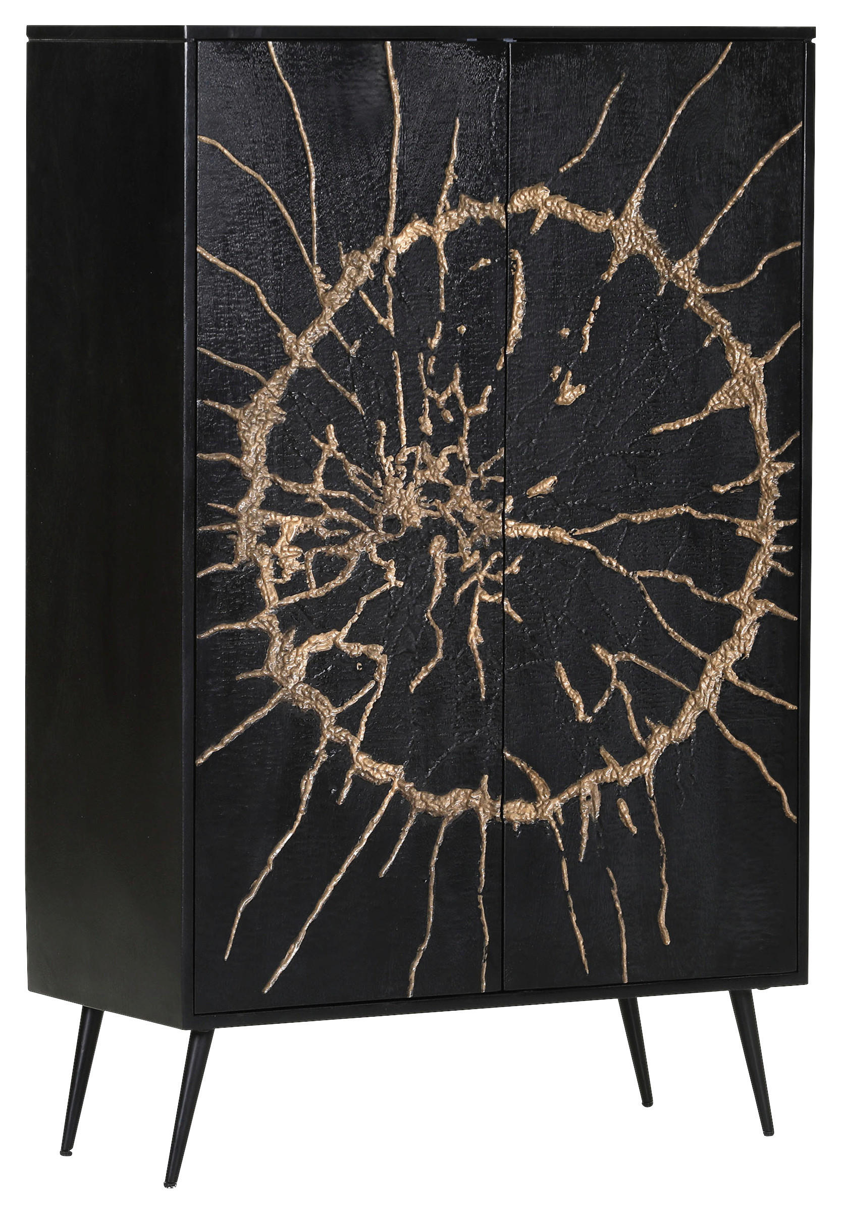 HIGHBOARD  in 90/140/40 cm  - Goldfarben/Schwarz, Design, Holz/Metall (90/140/40cm) - Landscape