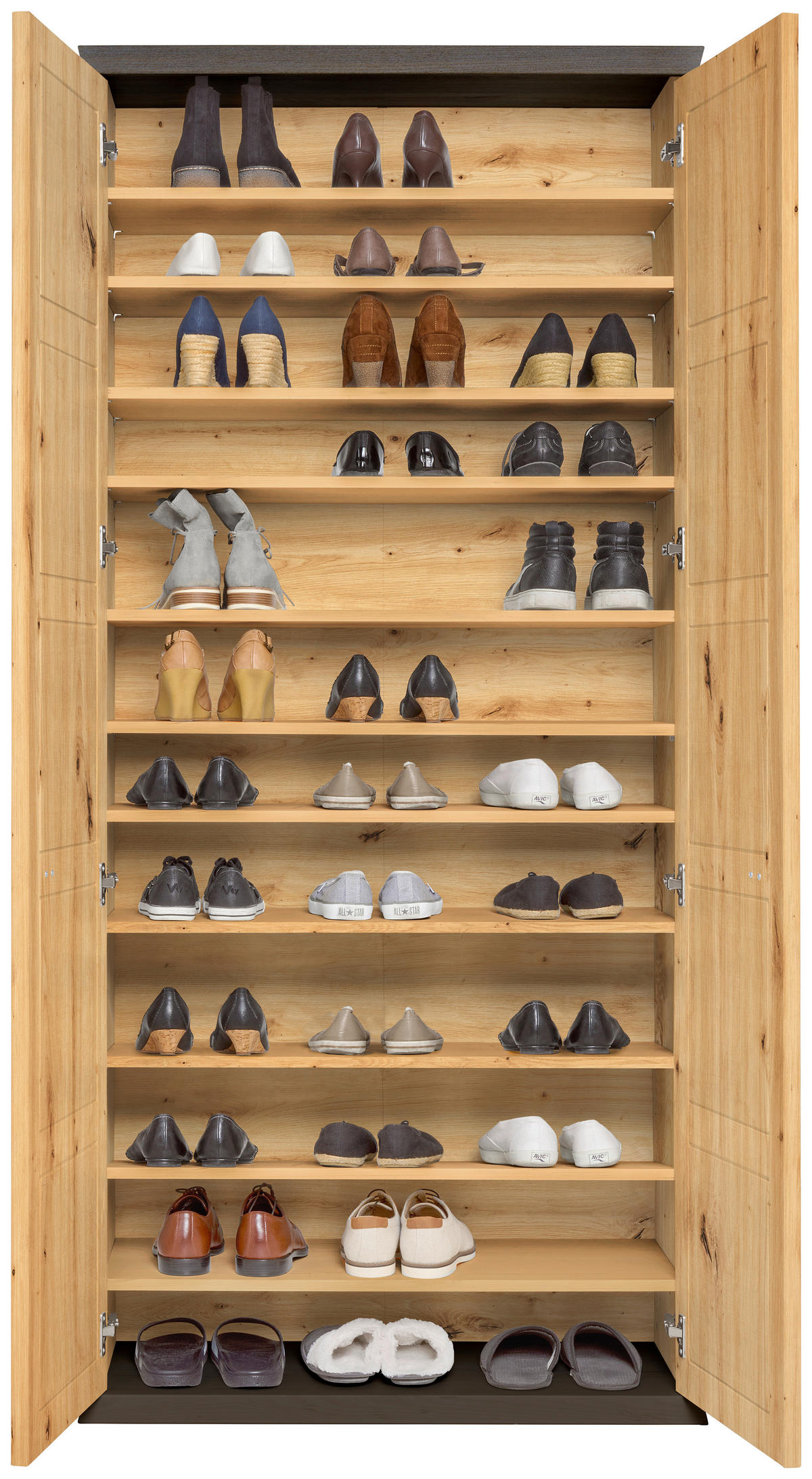 SCHUHSCHRANK  in 90,2/196,7/38,5 cm  - Dunkelgrau/Eichefarben, Lifestyle, Holzwerkstoff/Metall (90,2/196,7/38,5cm) - Xora