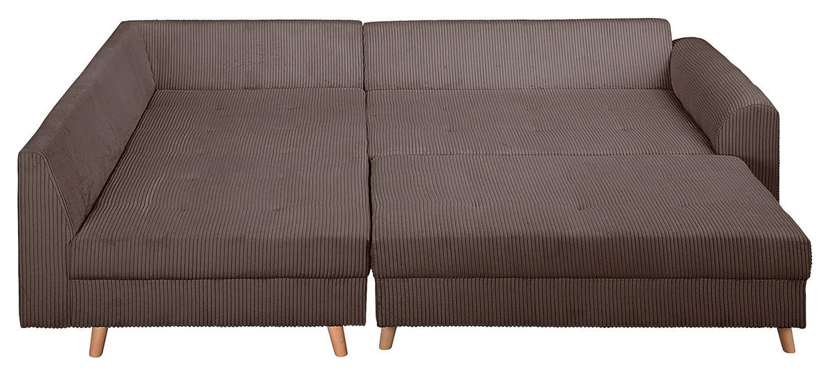 ECKSOFA inkl. Hocker Ariella Braun Cord  - Naturfarben/Braun, Design, Holz/Textil (161/231cm) - Livetastic