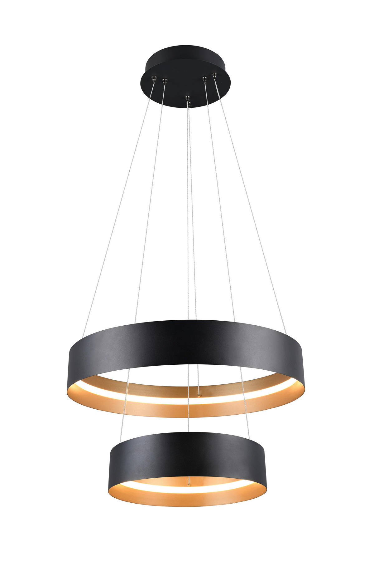 LED-HÄNGELEUCHTE Musterring 60/150 cm  - Goldfarben/Schwarz, Design, Metall (60/150cm) - Musterring