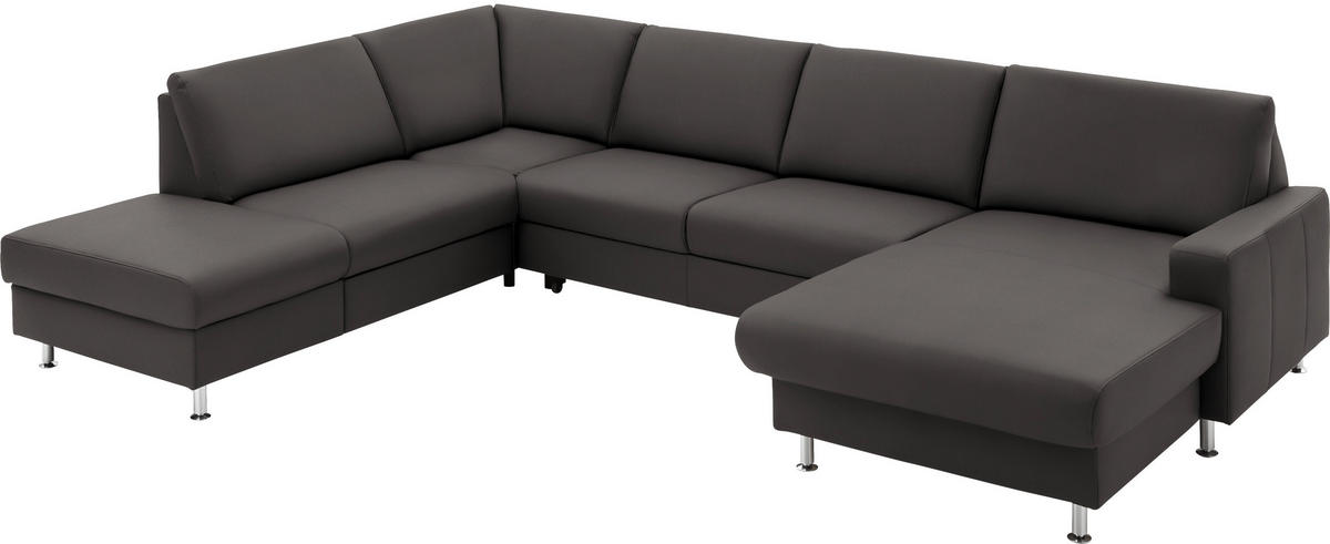 WOHNLANDSCHAFT in Echtleder Grau  - Alufarben/Grau, Design, Leder/Metall (233/339/165cm) - Beldomo Premium