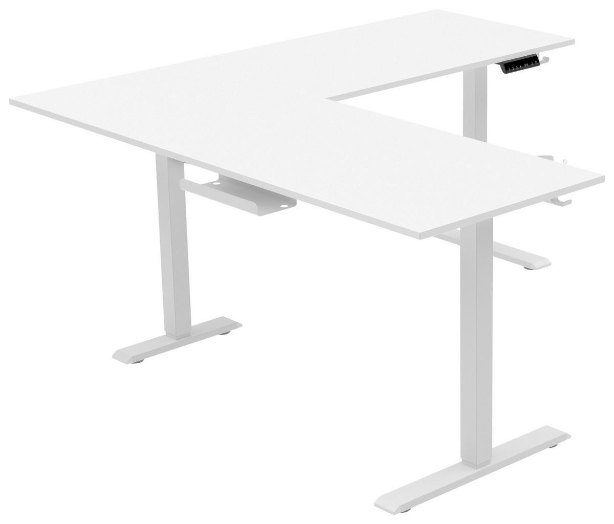 ECKSCHREIBTISCH höhenverstellbar  - Weiss, Konventionell, Holzwerkstoff/Kunststoff (160/160/72-117cm) - Carryhome