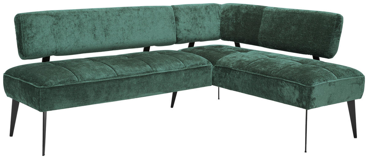 ECKBANK 212/162 cm Webstoff Dunkelgrün Metall   - Dunkelgrün/Schwarz, MODERN, Textil/Metall (212/162cm) - Welnova
