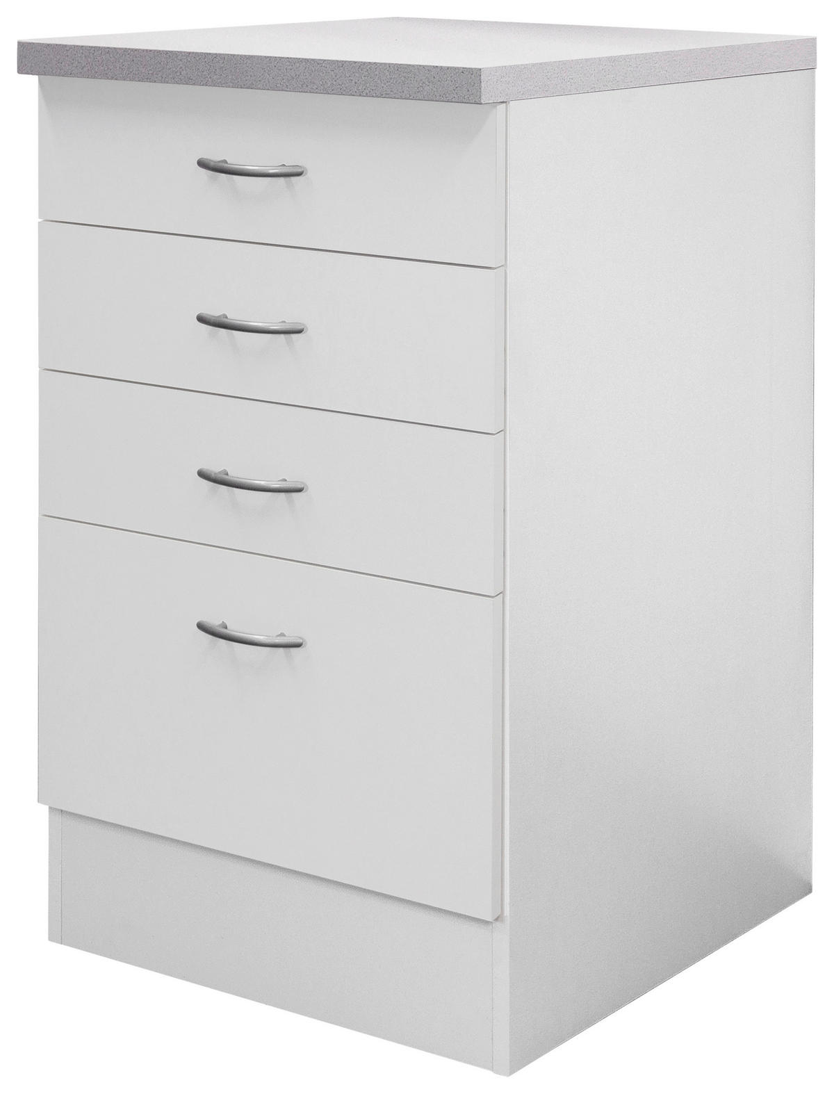 SCHUBKASTENUNTERSCHRANK 50/85/60 cm  in Weiß  - Edelstahlfarben/Hellgrau, Holzwerkstoff/Kunststoff (50/85/60cm) - FlexWell