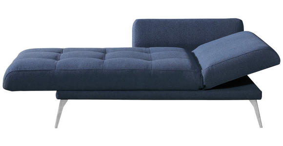 RÉCAMIERE Amira in Dunkelblau  - Chromfarben/Dunkelblau, KONVENTIONELL, Textil/Metall (200/85/106cm) - Novel