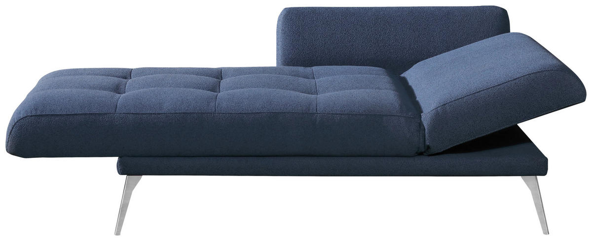 RÉCAMIERE Dunkelblau  - Chromfarben/Dunkelblau, Konventionell, Textil/Metall (200/85/106cm) - Novel