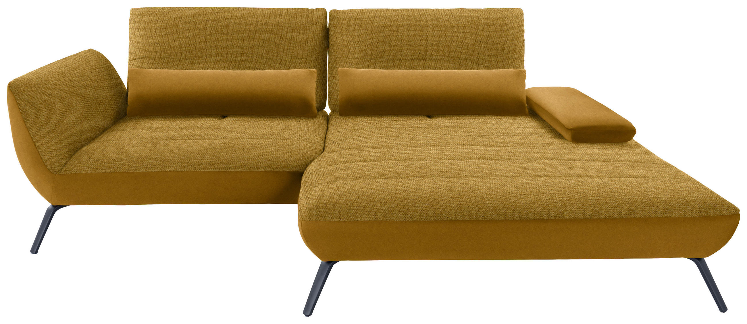 ECKSOFA in Webstoff Currygelb  273/191 cm  - Currygelb/Schwarz, KONVENTIONELL, Textil/Metall (273/191cm) - Carryhome