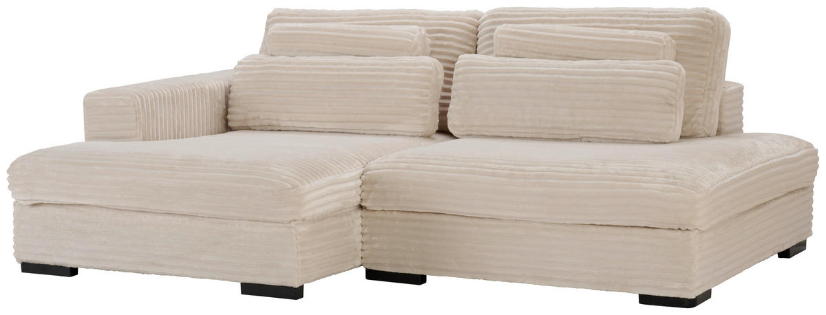 ECKSOFA in Cord Beige  - Beige/Schwarz, Design, Kunststoff/Textil (158/223cm) - Lomoco