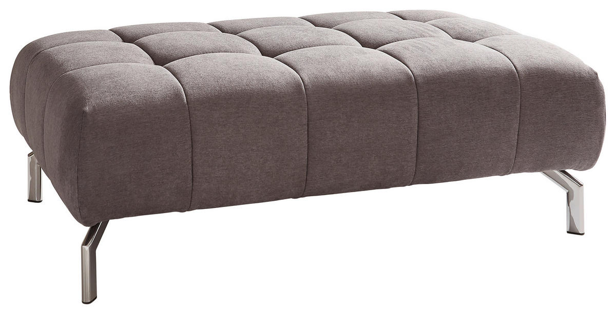 HOCKER Chenille Grau  - Chromfarben/Grau, Design, Textil (126/42/76cm) - Beldomo Style