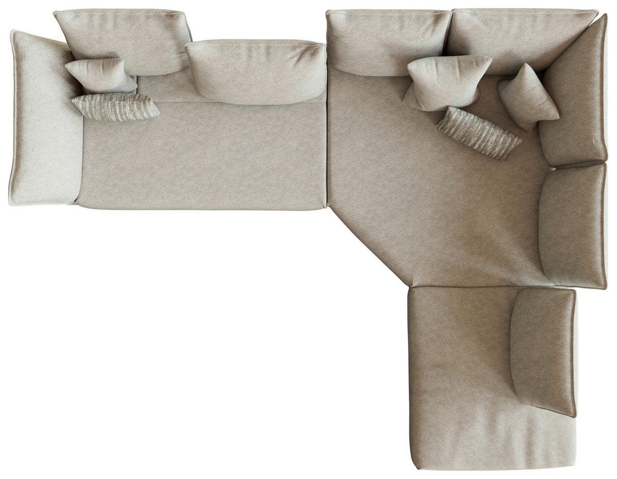 ROHOVÁ SEDACIA SÚPRAVA, textil, krémová - čierna/krémová, Modern, kov/textil (340/272cm) - Chilliano