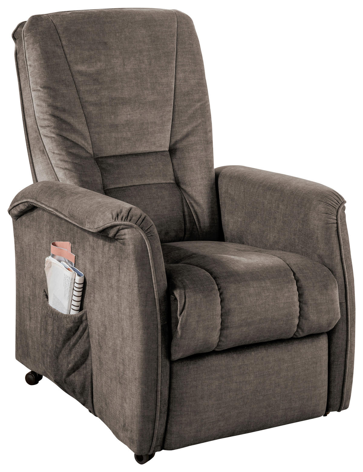 FERNSEHSESSEL in Velours Braun  - Schwarz/Braun, Design, Kunststoff/Textil (77/107/88cm) - Livetastic