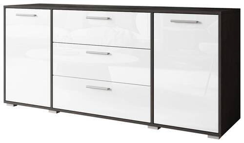 MID.YOU ŠIROKÁ KOMODA, antracitová, biela s vysokým leskom, 150/68/40 cm