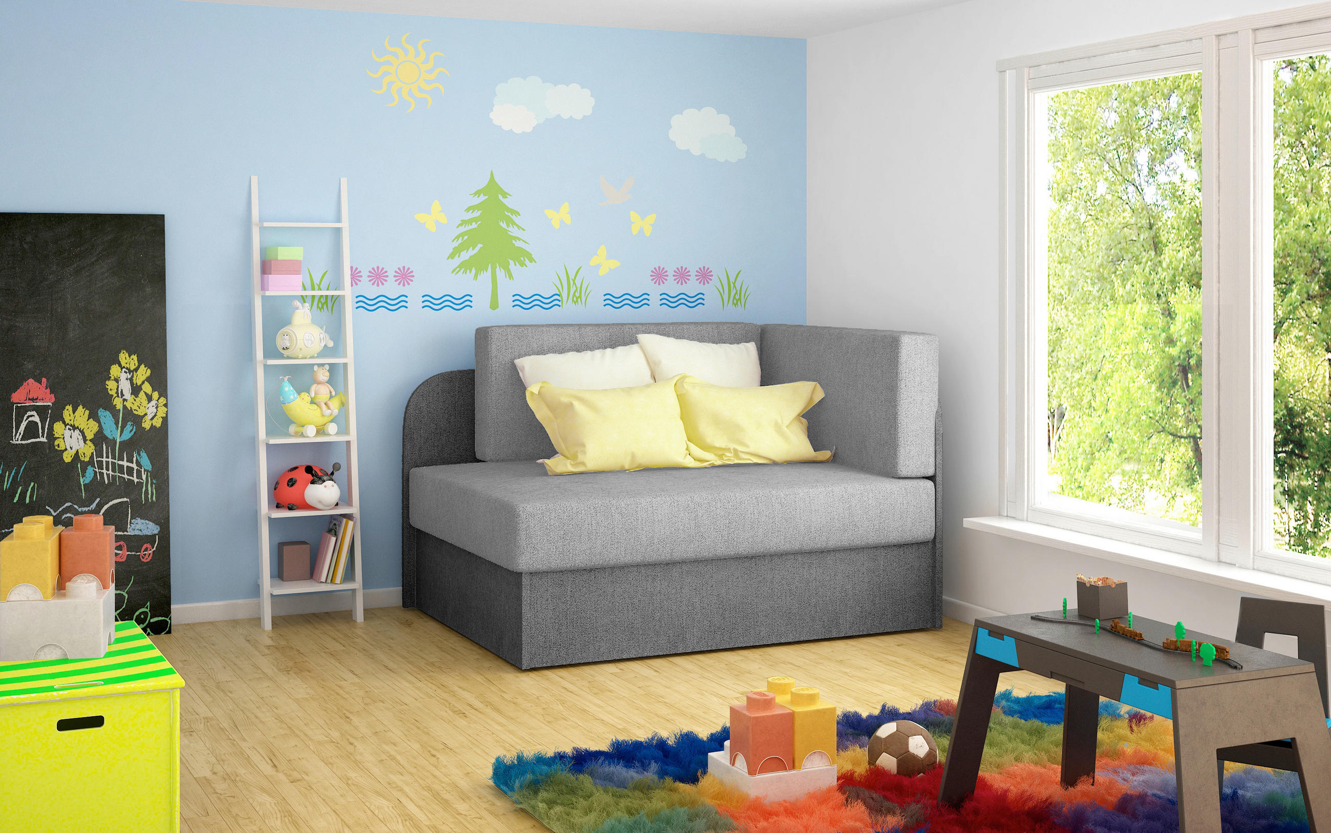 JUGEND- UND KINDERSOFA Fleece Grau, Hellgrau  - Hellgrau/Schwarz, Design, Kunststoff/Textil (104/60/75cm) - MID.YOU