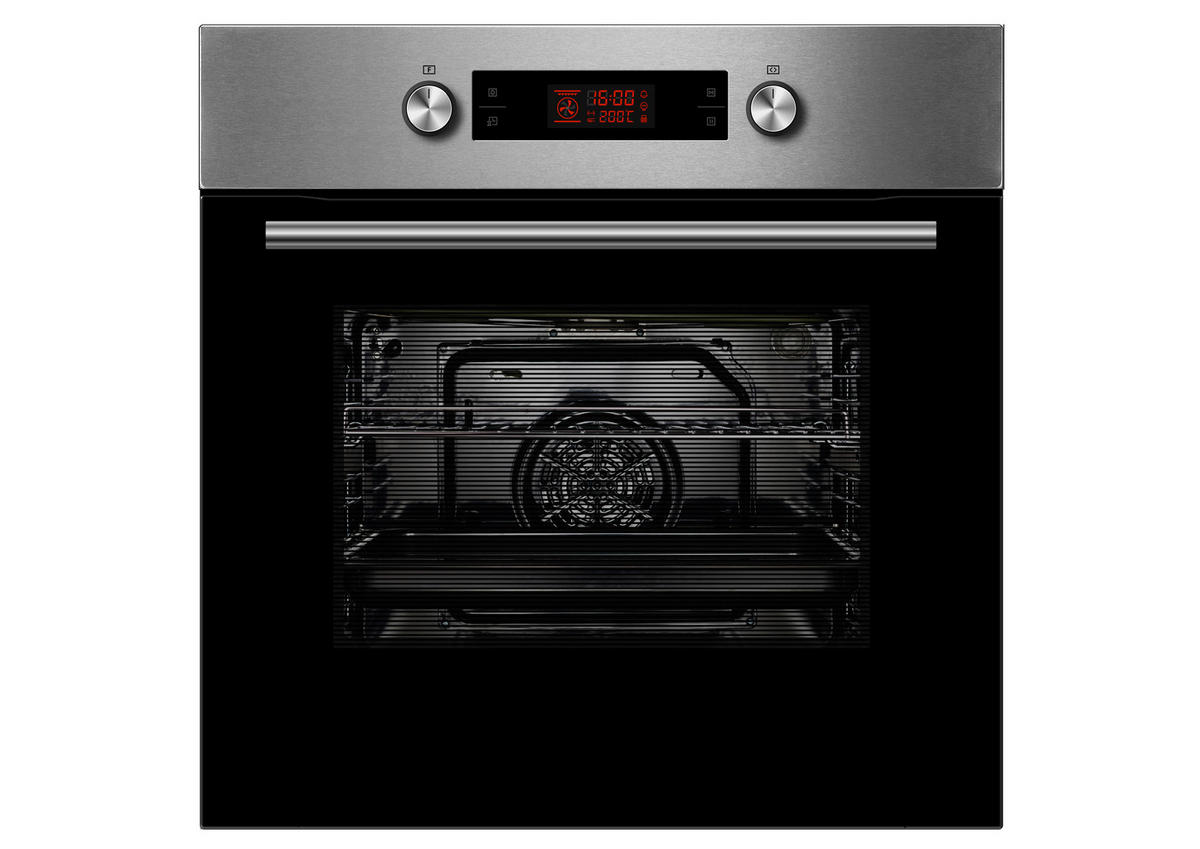 EINBAUBACKOFEN 65P90E3IX  - Edelstahlfarben/Schwarz, Basics, Metall (59.5/59.5/57.5cm) - Midea