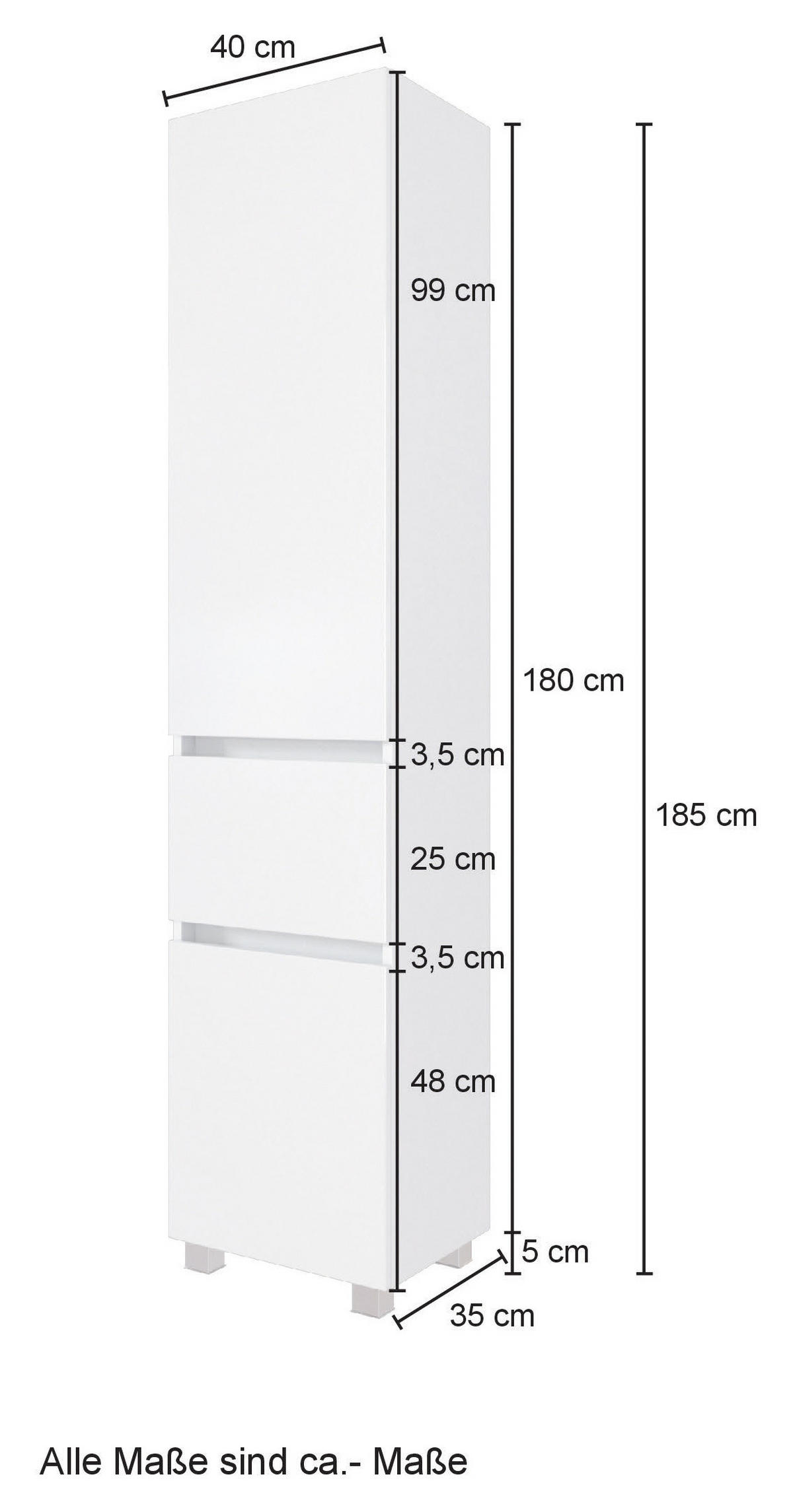 HOCHSCHRANK 40/180/35 cm  - Eiche Wotan/Silberfarben, Modern, Holzwerkstoff/Kunststoff (40/180/35cm) - Held