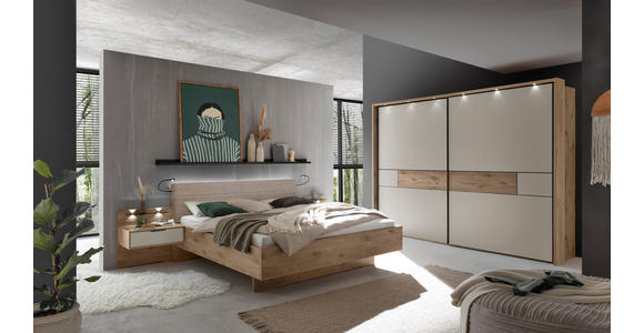 BETTANLAGE 180/200 cm  in Eichefarben, Sahara  - Eichefarben/Sahara, MODERN, Holzwerkstoff/Textil (180/200cm) - Venda