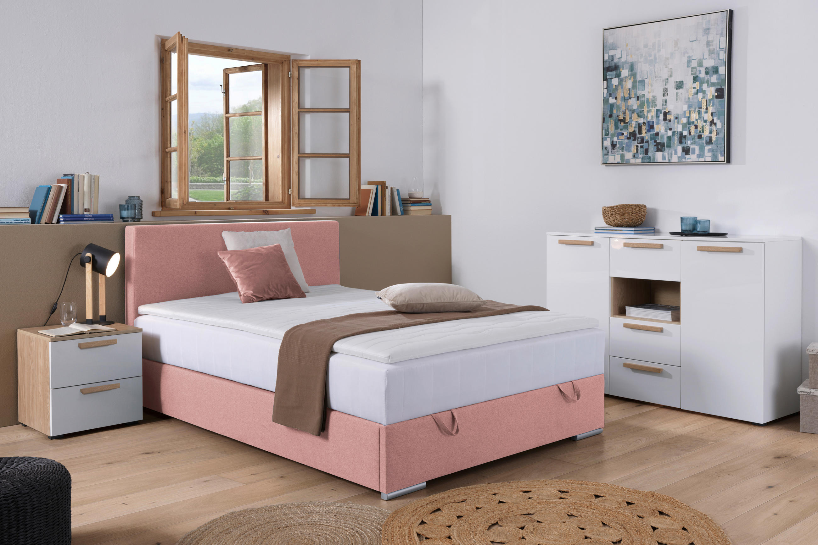 BOXBETT 120/200 cm  in Rosa  - Chromfarben/Rosa, KONVENTIONELL, Kunststoff/Textil (120/200cm) - Boxxx