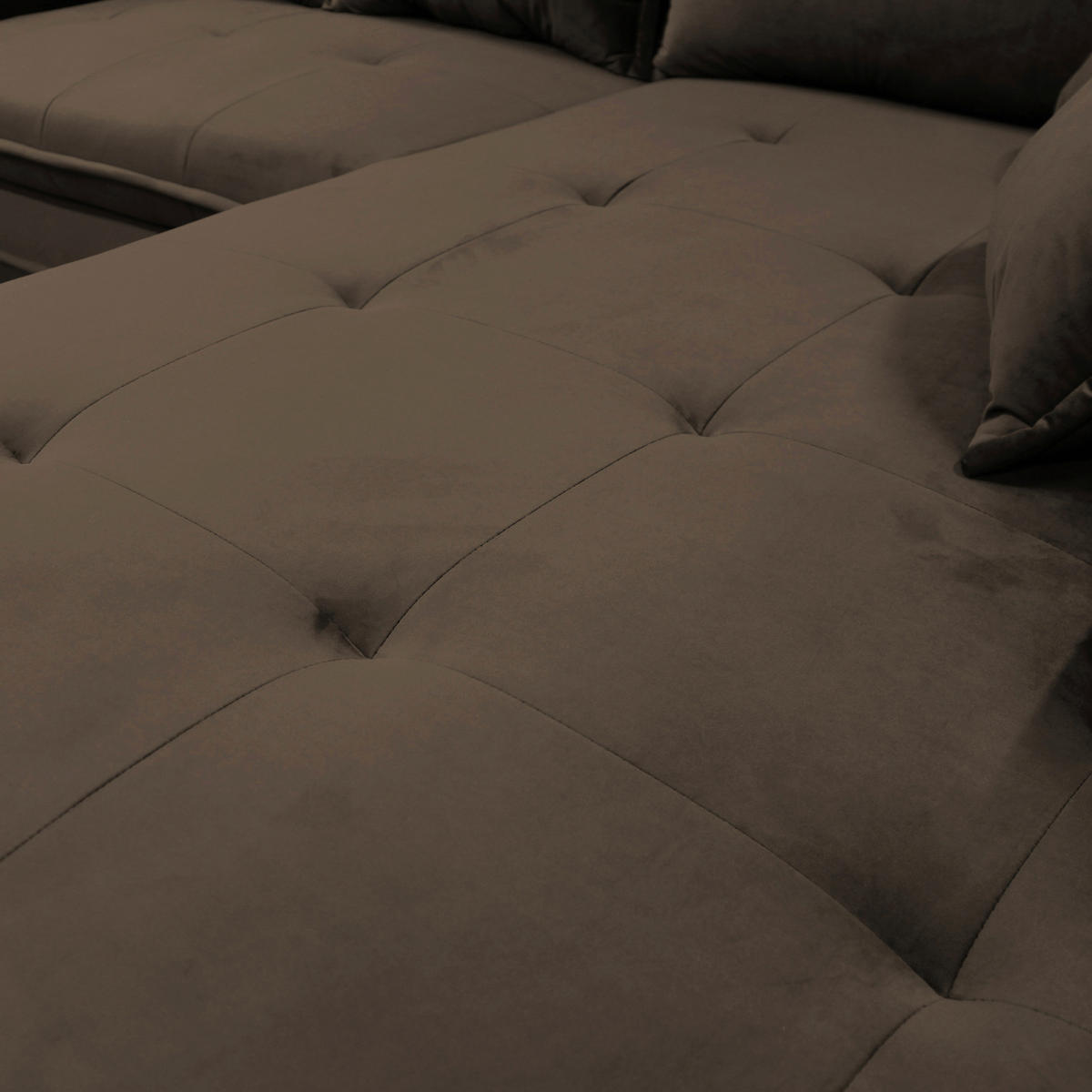 ECKSCHLAFSOFA Velours Braun  - Schwarz/Braun, Design, Textil/Metall (277/187cm) - Livetastic