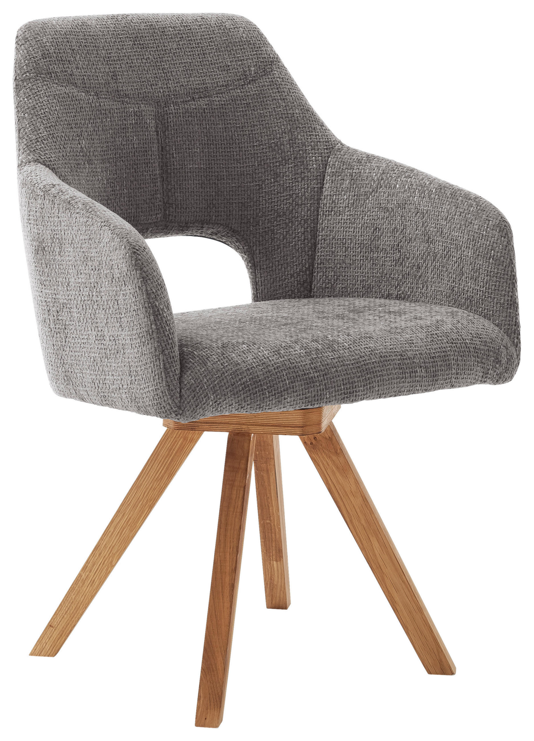 ARMLEHNSTUHL in Holz, Textil Cappuccino, Wildeiche  - Wildeiche/Cappuccino, Design, Holz/Textil (57/84/57cm) - Voleo