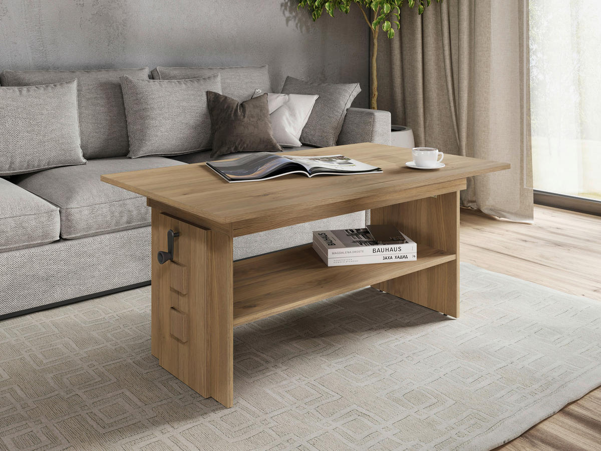 COUCHTISCH 110-140/65/51,5-61,5 cm rechteckig Eichefarben  - Eichefarben, KONVENTIONELL, Holzwerkstoff (110-140/65/51,5-61,5cm) - Xora