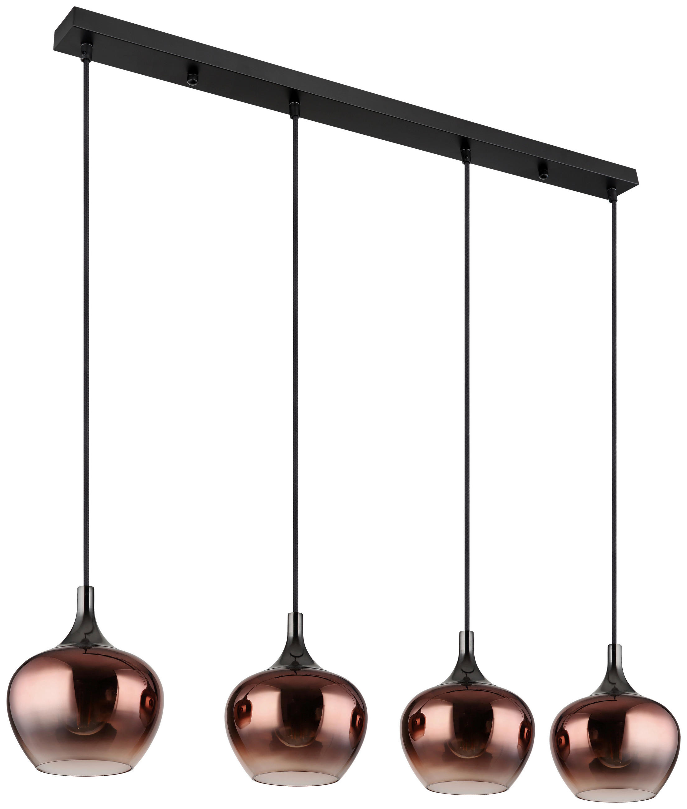 HÄNGELEUCHTE 100/18/120 cm   - Schwarz/Kupferfarben, Design, Glas/Metall (100/18/120cm) - Collet's Monde